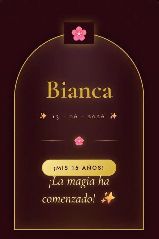 Invitación digital de XV años en bordó y dorado
