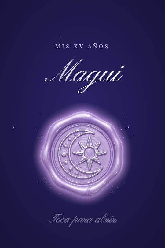 Invitación digital de XV años, noche de estrellas con sello de lacre